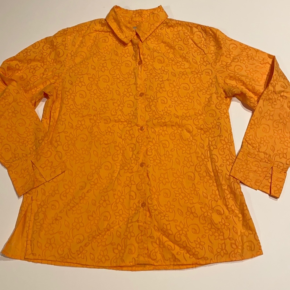 Fieldgear Medium Orange Floral Button Shirt D2
